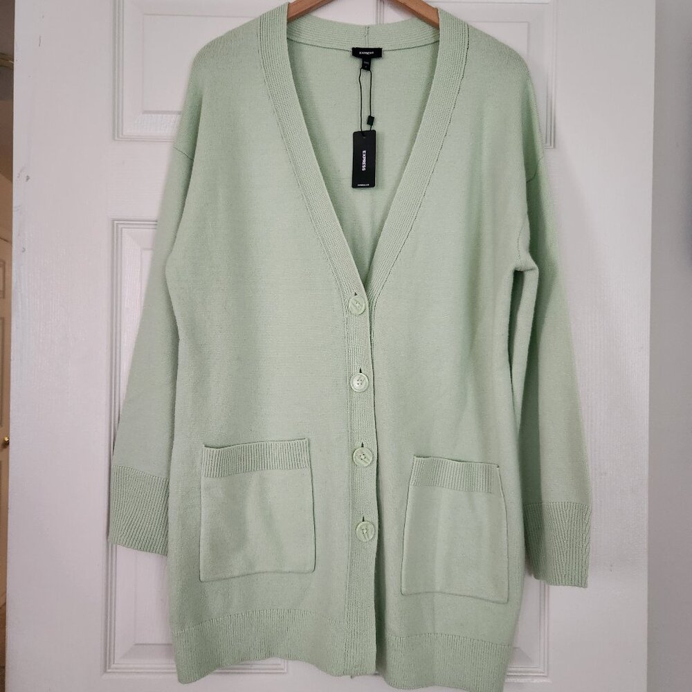 EXPRESS New with Tag women Jacket Salad color size L Rayon Button up $98.00